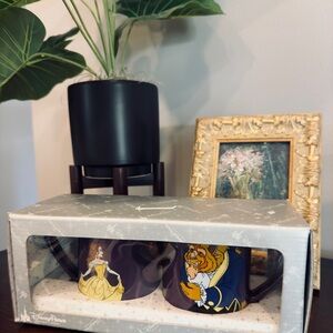 Disney Parks Beauty And The Beast Ceramic Coffee Mug Heart Boxed Set New